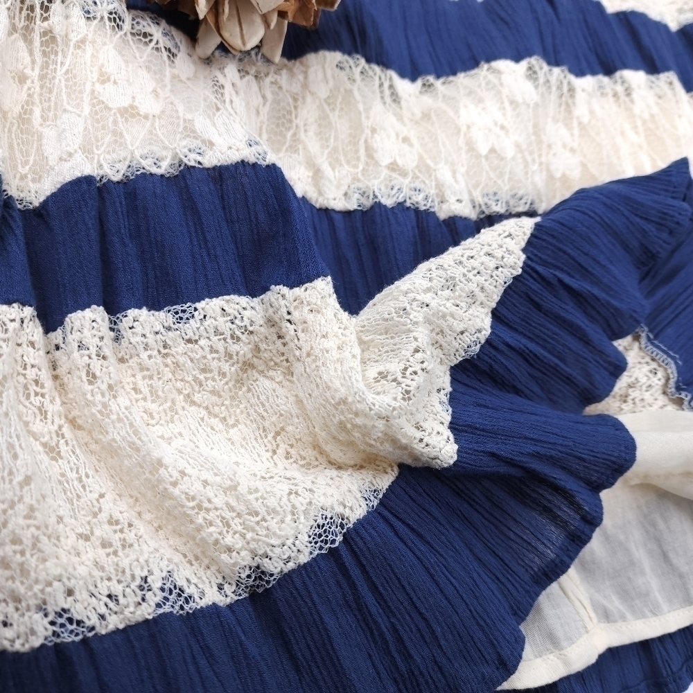❣️ Lifestyle Blue Denim Cream Boho Embroidered Striped Sz XL Petite - Picture 3 of 7